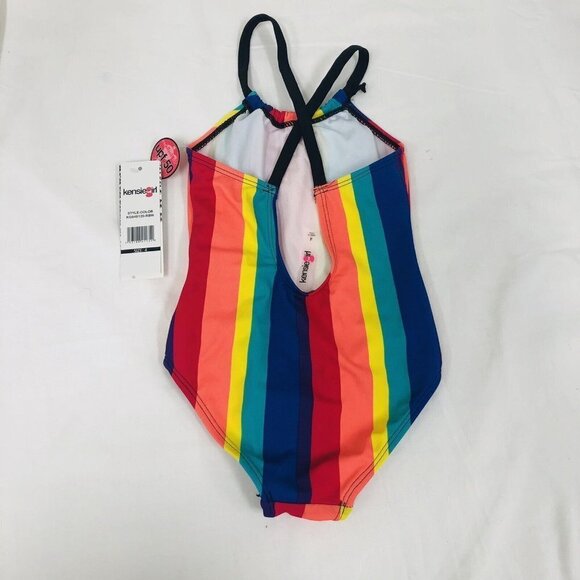 Kensie Girl Size 4 Striped One Piece Racer Back Swimsuit - Picture 4 of 5